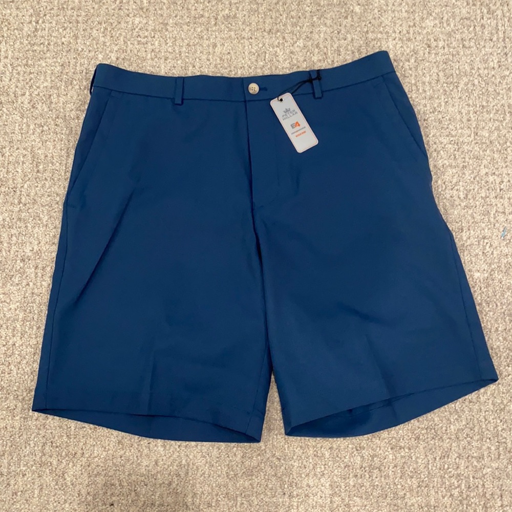 Peter Millar New Mens E4 Wicking Performance Blue Golf Shorts Sz 34